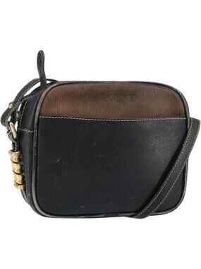 LOEWE Shoulder Bag Leather Black Gold
